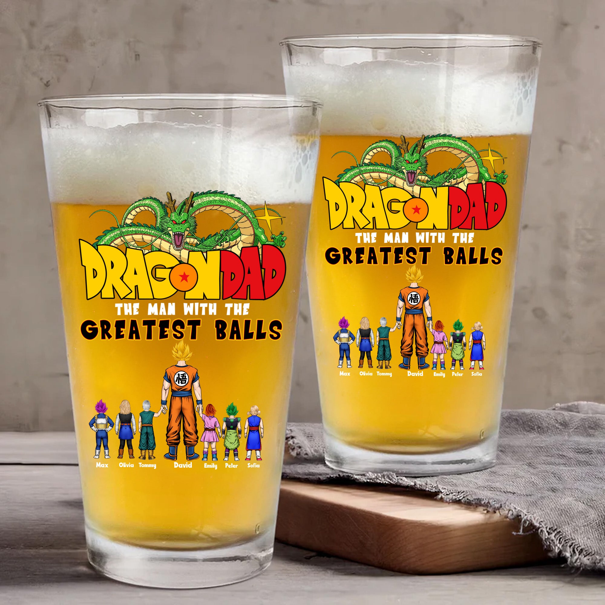 Dragon Balls The Man With The Greatest Balls - Gift For Father's Day - Personalized Beer Glass