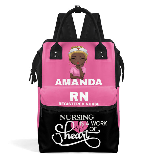 Nursing Is A Work Of Heart - Personalized Duckbilled Backpack - Appreciation Gift For Nurse HH01