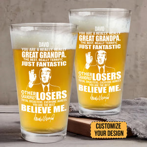 Great Grandpa Great Dad Trump Print Beer Glass