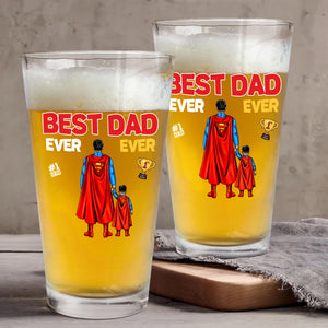 Champion Cup Hero Best Dad Ever Ever - Gift For Father - Personalized Beer Glass