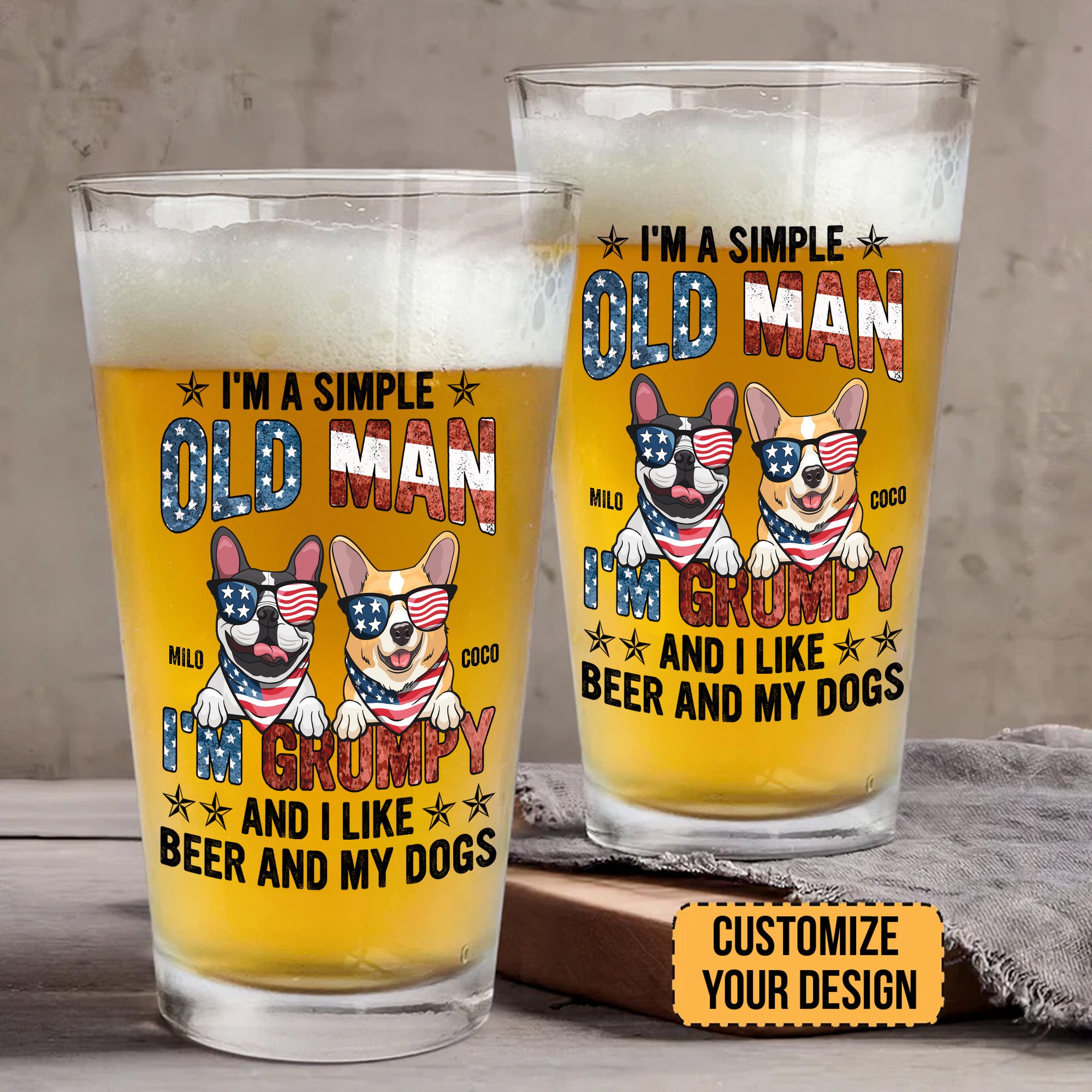 I'm Grumpy And I Like Beer And My Dog - Gift For Pet Lovers - Personalized Beer Glass