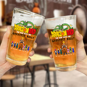 Dragon Balls The Man With The Greatest Balls - Gift For Father's Day - Personalized Beer Glass