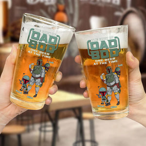 Boba Fett The Book Of Dad Bob One Beer At The Time - Gift For Dad - Personalized Beer Glass NA94