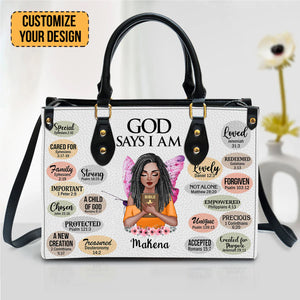 What God Says About You Christian - Gifts For Religious Women - Personalized Leather Handbag With Handle - CLGOD01 PT