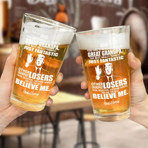 Great Grandpa Great Dad Trump Print Beer Glass