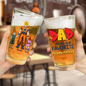 Daddy Is Our Favorite Saiyan Dragon Balls - Gift For Father's Day - Personalized Beer Glass