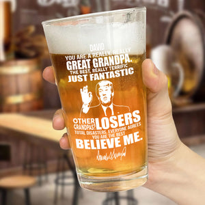 Great Grandpa Great Dad Trump Print Beer Glass