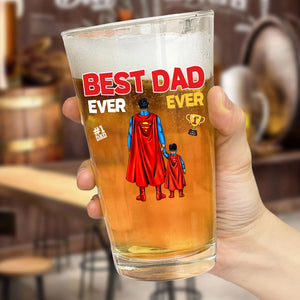 Champion Cup Hero Best Dad Ever Ever - Gift For Father - Personalized Beer Glass