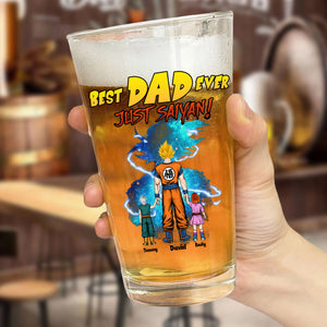 Songoku Galaxy Blue Just Saiyan Dad - Gift For Father's Day - Personalized Beer Glass