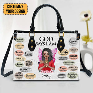 What God Says About You Christian - Gifts For Religious Women - Personalized Leather Handbag With Handle - CLGOD01 PT