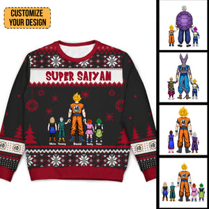 Dragon Ball Kamekameha Super Dad With Us - Personalized Ugly Sweatshirt - Gift for Dad, Grandpa, Husband CL03 NA94