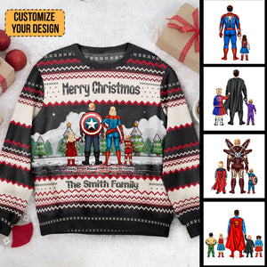 Super Hero Merry Christmas We Are A Superpower Family - Gift For Family Member - Personalized Ugly Sweatshirt - CL02 NA94