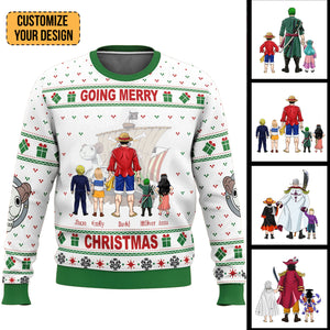 Going Merry Christmas One Piece - Personalized Ugly Sweatshirt - Gift for Dad, Grandpa, Husband CL11 NH96