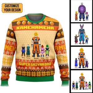 Kamekameha DragonDad - Gift For Family - Personalized Ugly Sweater - CL03 NA94