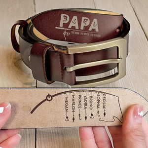 Papa The Man The Myth The Legend - Gift For Dad, Husband, Father's Day - Personalized Engraved Leather Belt