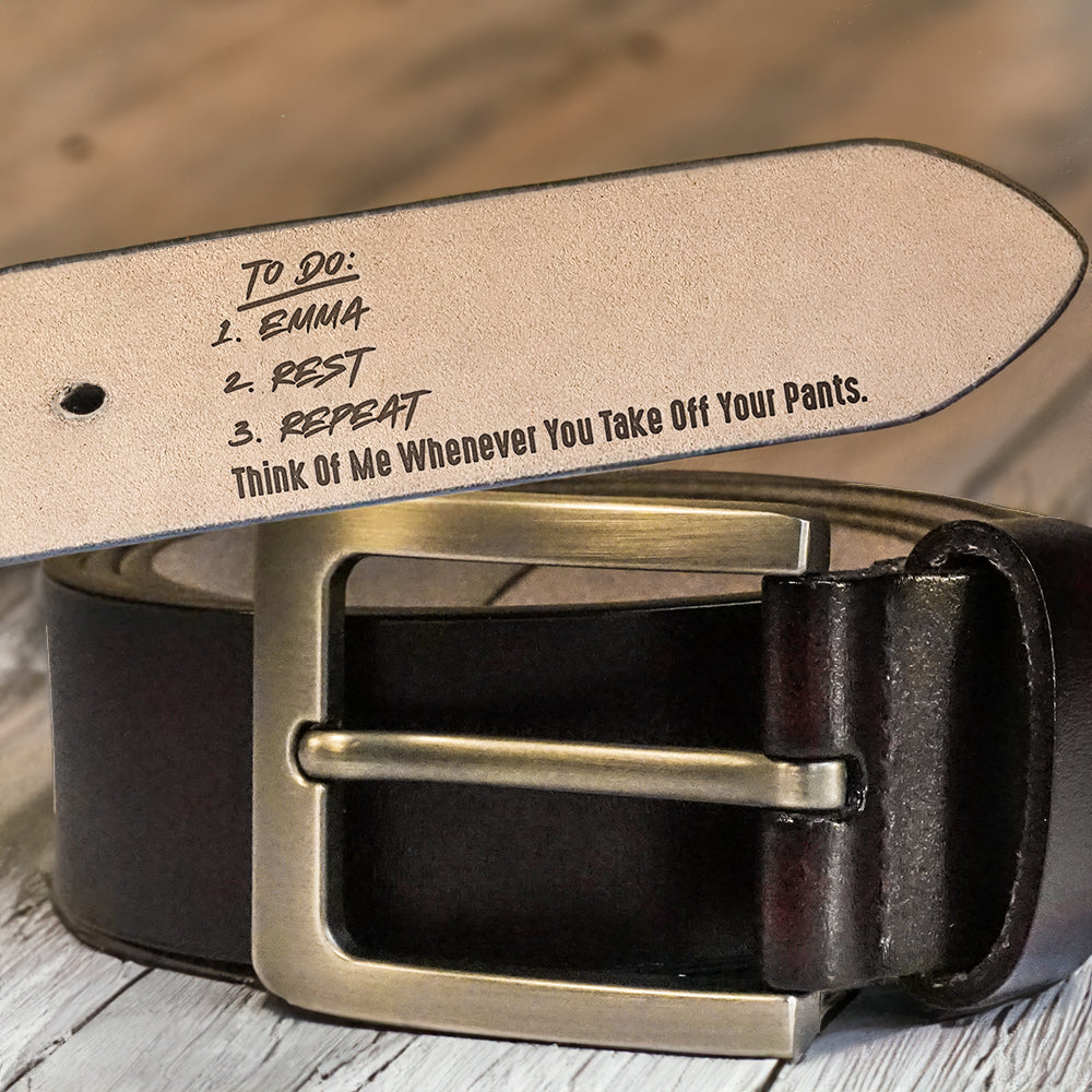 Naughty To Do List - Gift For Husband, Boyfriend - Personalized Engraved Leather Belt