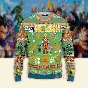 Dragon Ball All I Want For Christmas Is New Wish - Personalized Ugly Sweatshirt - Gift for Dad, Grandpa, Husband CL03 NA94