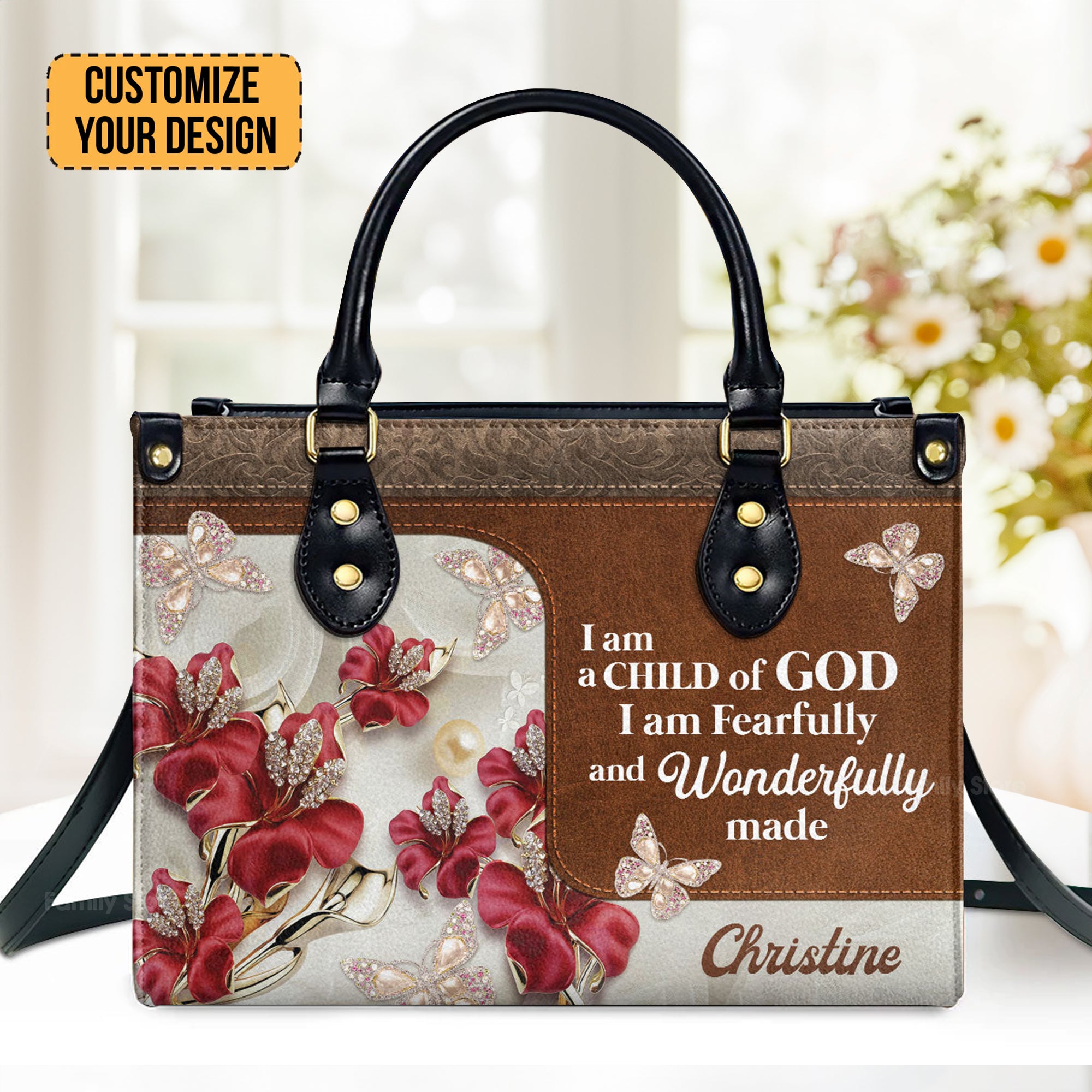 I Am A Child Of God - Thoughtful Gift For Christians - Personalized Leather Handbag With Handle - AT4080713