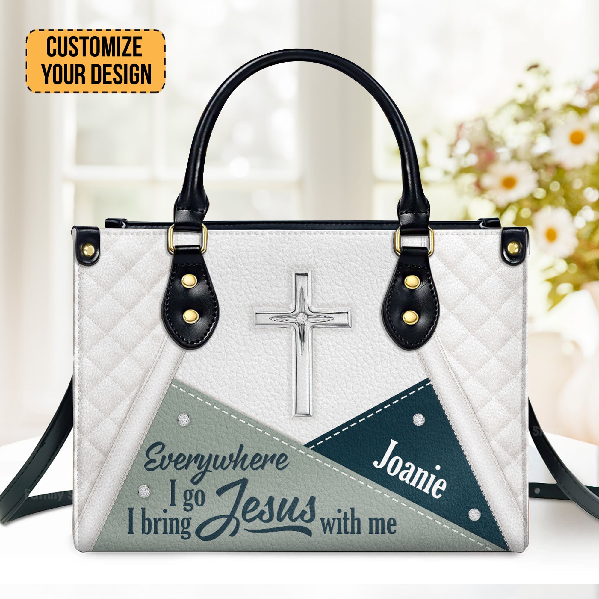 Stunning Christian Butterfly Everywhere I Go, I Bring Jesus With Me - Unique Personalized Leather Handbag - AT4081431