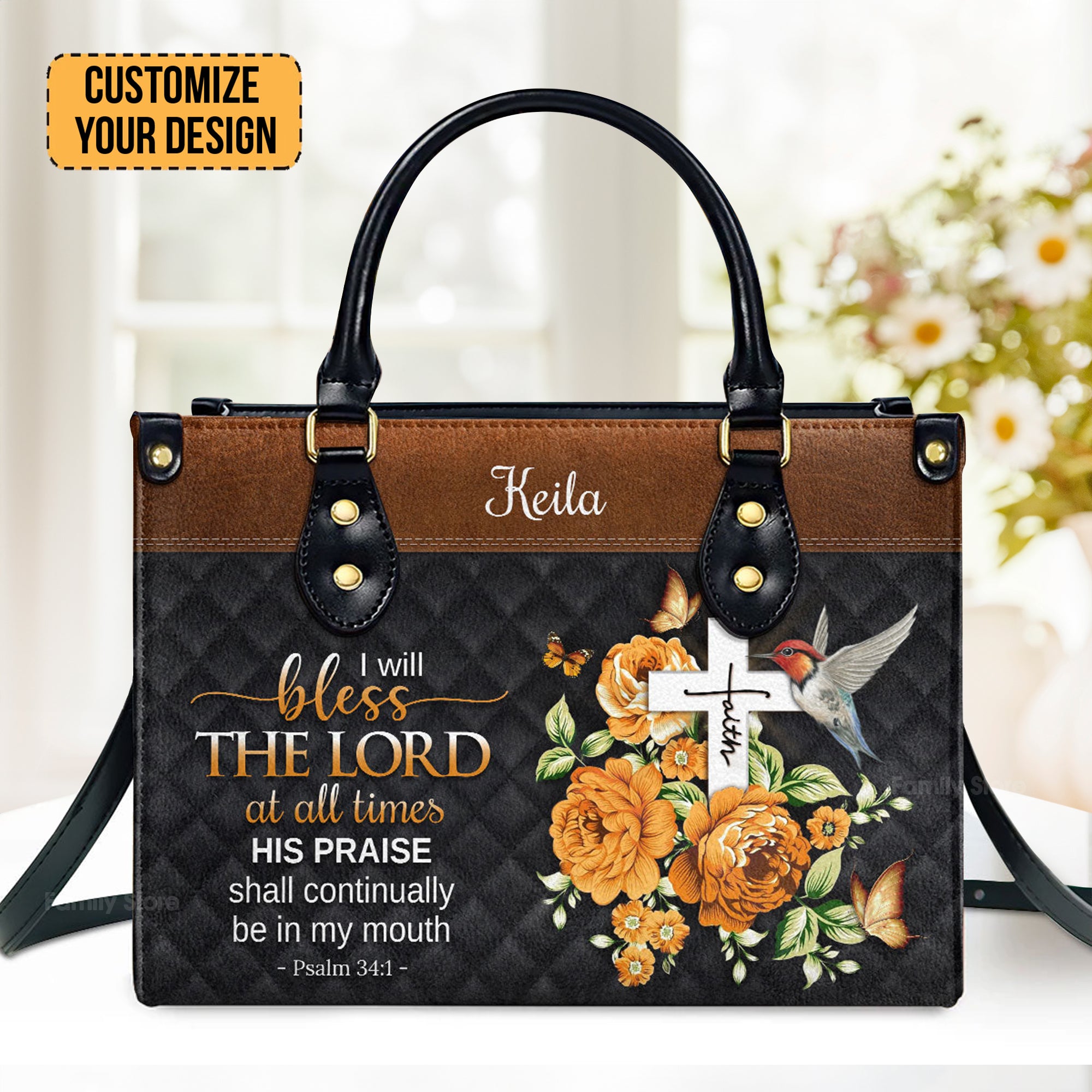 I Will Bless The Lord At All Times - Thoughtful Gift For Christians - Personalized Leather Handbag With Handle - AT4080828