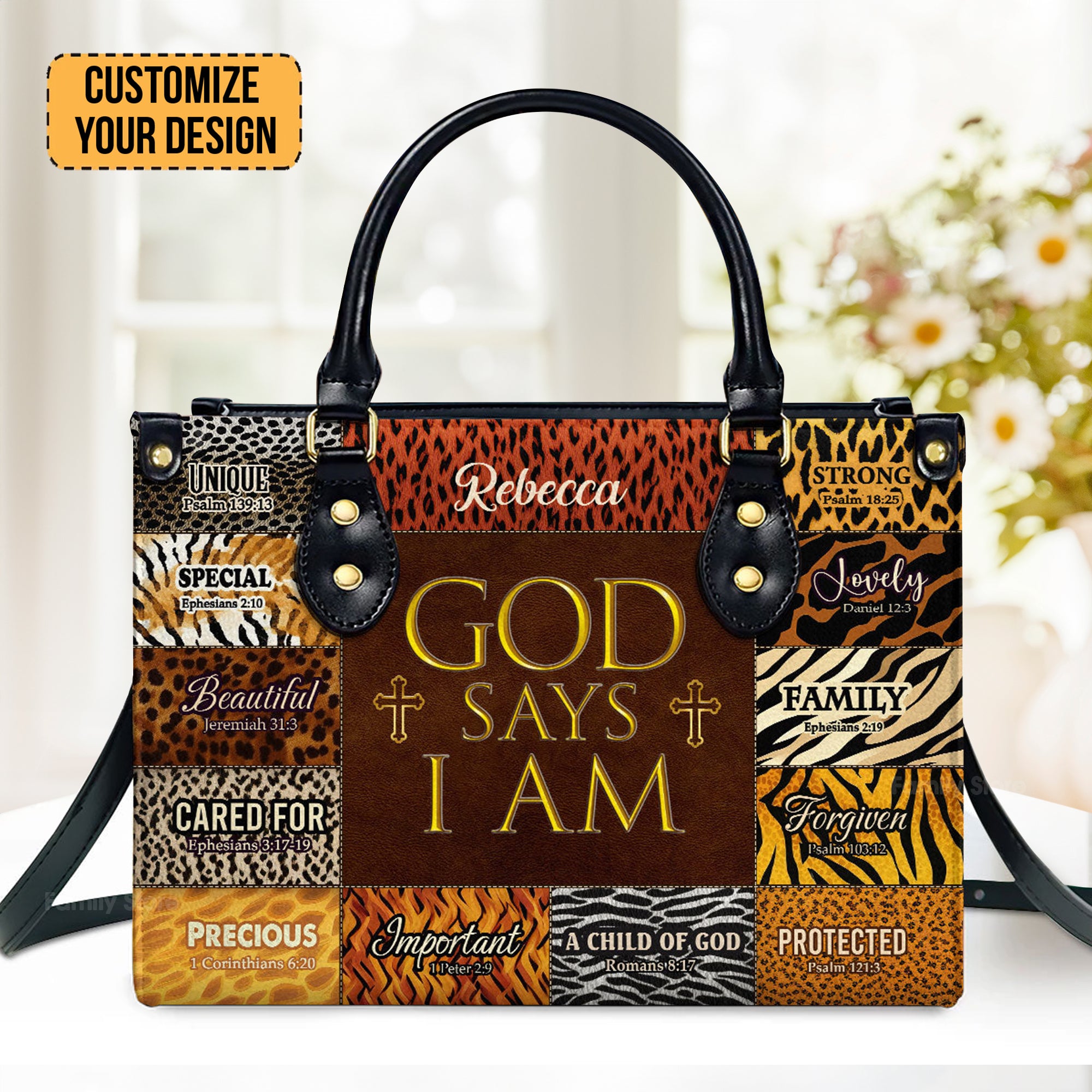 God Says I Am Unique - Thoughtful Gift For Christians - Personalized Leather Handbag With Handle - AT4080967