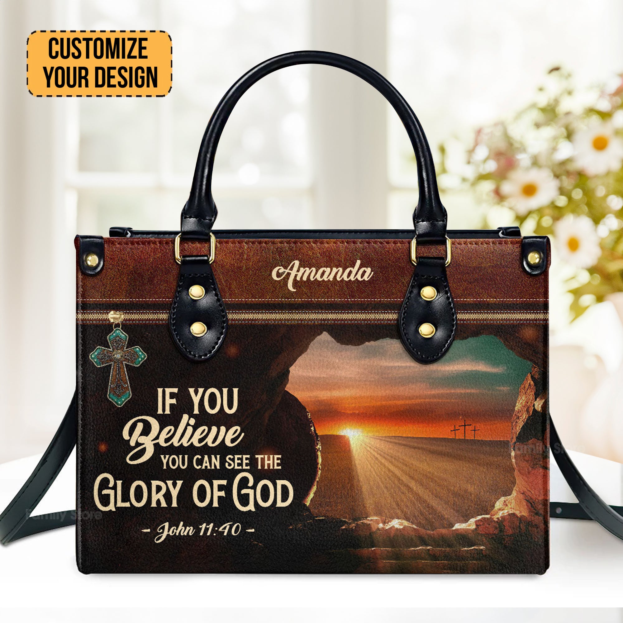 If You Believe You Can See The Glory Of God - Thoughtful Gift For Christians - Personalized Leather Handbag With Handle - AT4080830