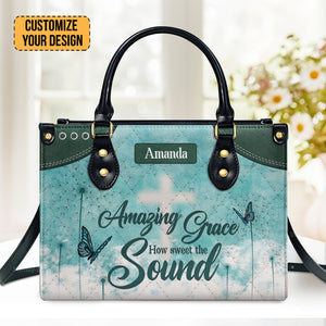 Lovely Dandelion - Amazing Grace - Scripture Gifts For Women Of God - Personalized Leather Handbag With Handle - AT4081328