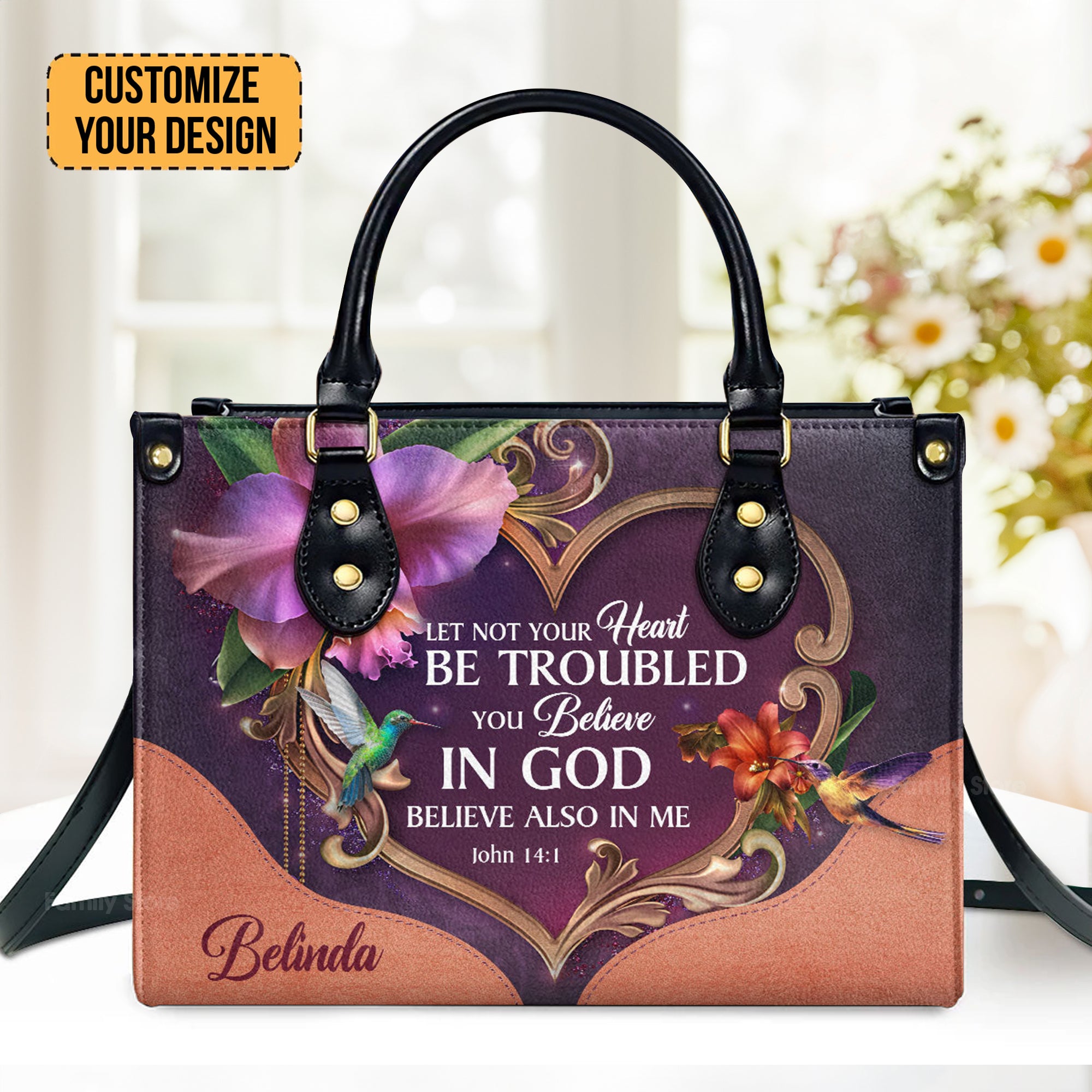 Let Not Your Heart Be Troubled - Awesome Personalized Leather Handbag - AT4081333