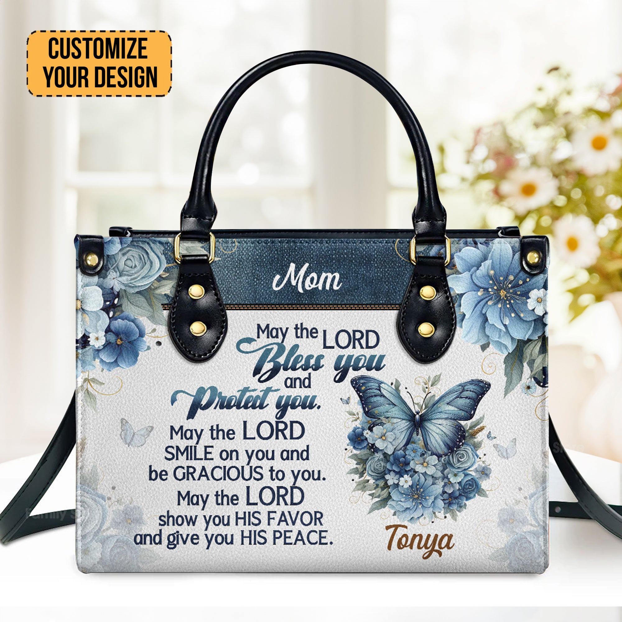 May The Lord Bless You - Scripture Gifts For Women Of God - Personalized Leather Handbag With Handle - AT4081228