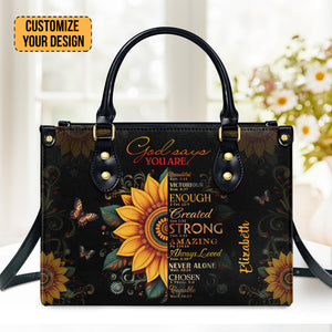 Sunflower God Says You Are - Awesome Personalized Leather Handbag - AT4081233