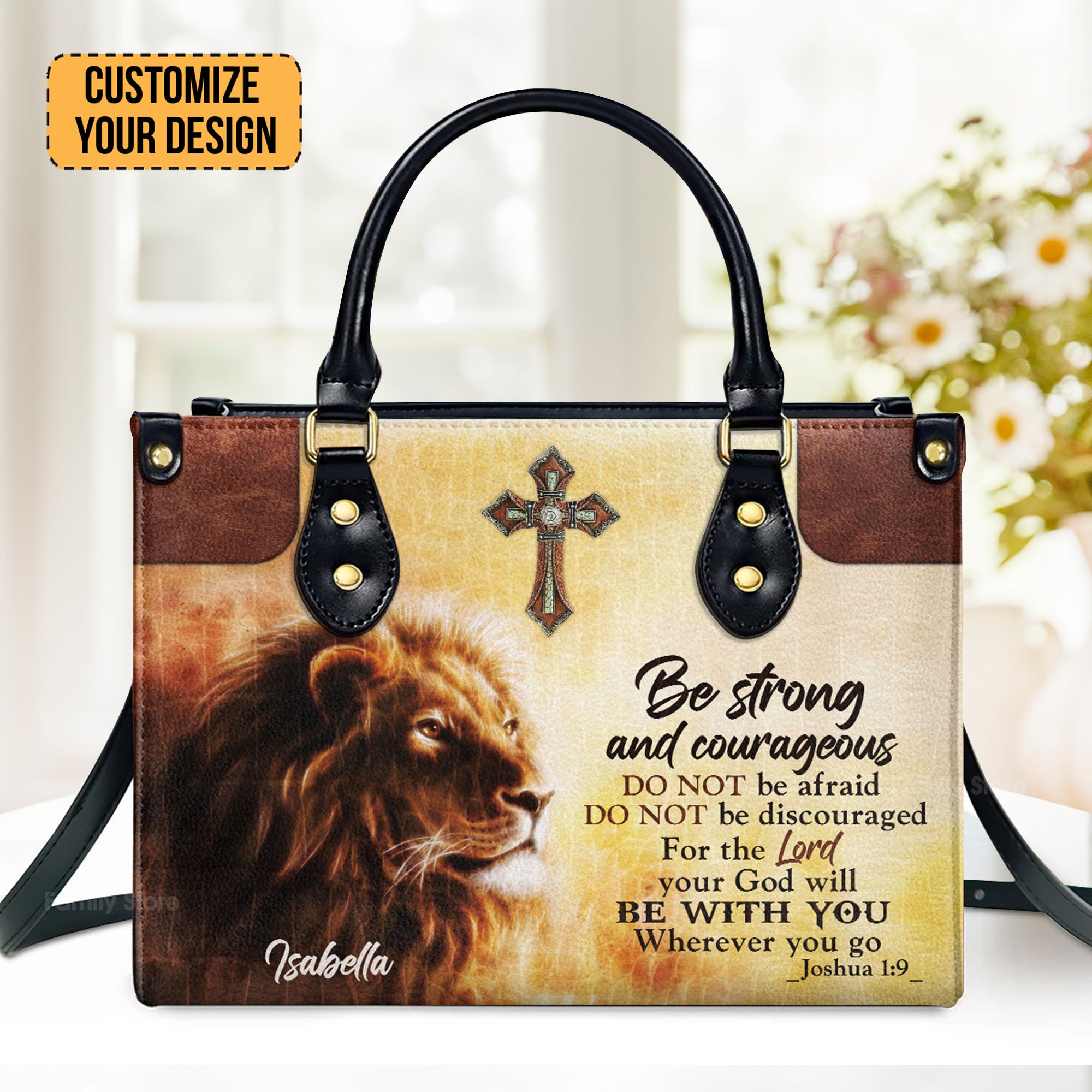 Be Strong And Courageous - Thoughtful Gift For Christians - Personalized Leather Handbag With Handle - AT4080708