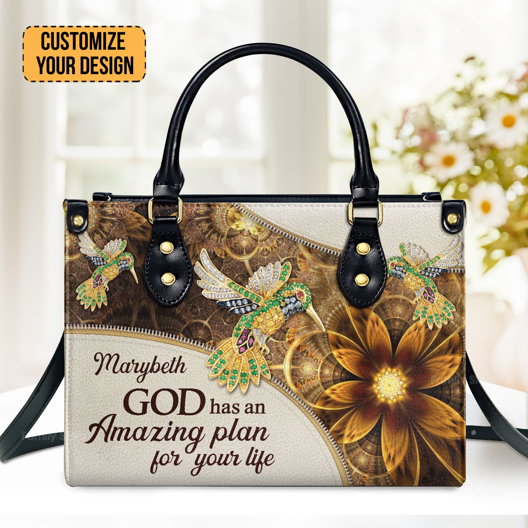 God Has An Amazing Plan For Your Life - Elegant Personalized Bird And Flower Leather Handbag - AT4080745