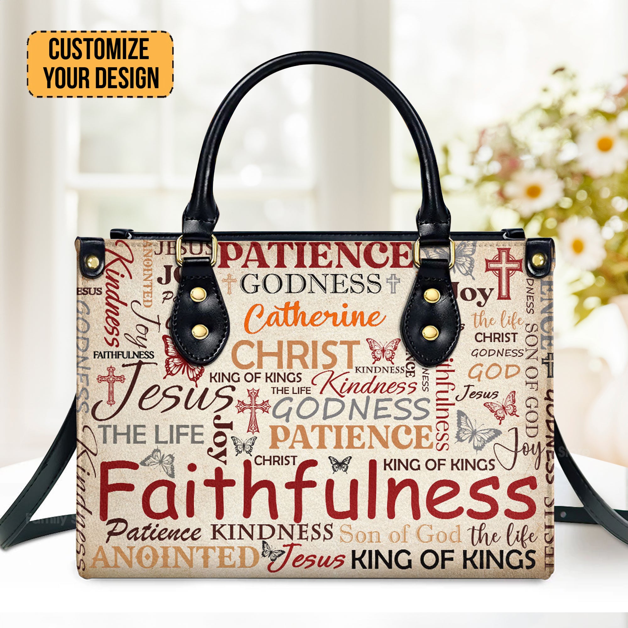 Patience Godness Faithfulness - Beautiful Personalized Leather Handbag - AT4081230