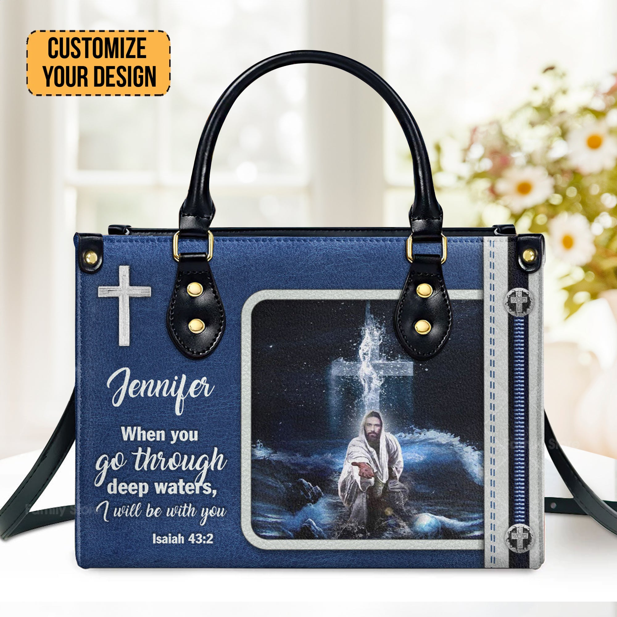 Special Jesus I Will Be With You - Personalized Leather Handbag With Handle - AT4081420