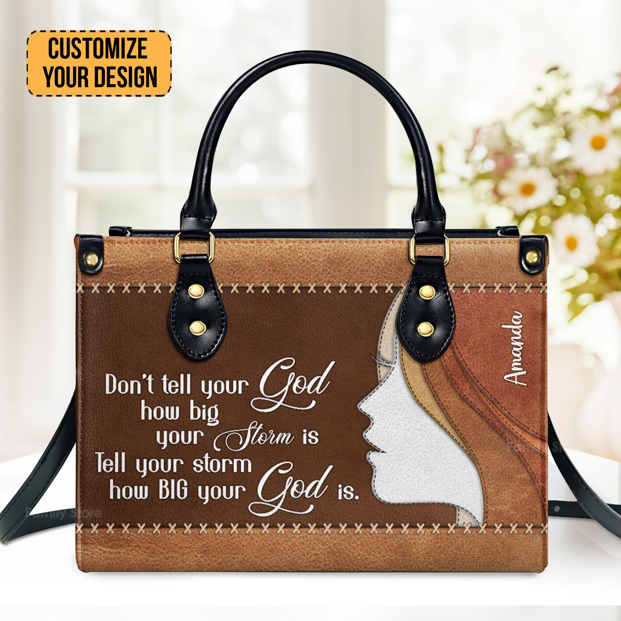 Tell Your Storm How Big Your God Is - Thoughtful Gift For Christians - Personalized Leather Handbag With Handle - AT4081435