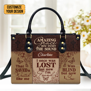 Amazing Grace - Thoughtful Gift For Christians - Personalized Leather Handbag With Handle - AT4080945