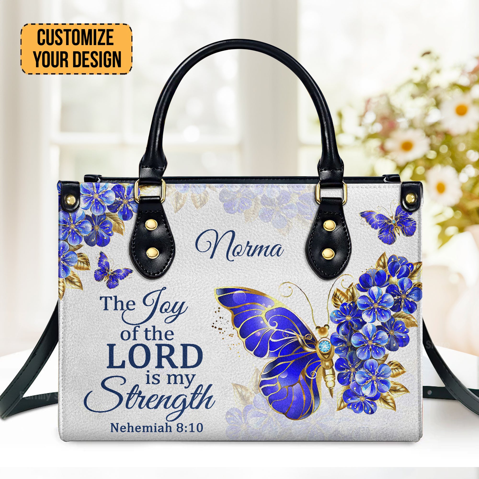 Nehemiah 810 The Joy Of The Lord Is My Strength - Thoughtful Gift For Christians - Personalized Leather Handbag With Handle - AT4080919