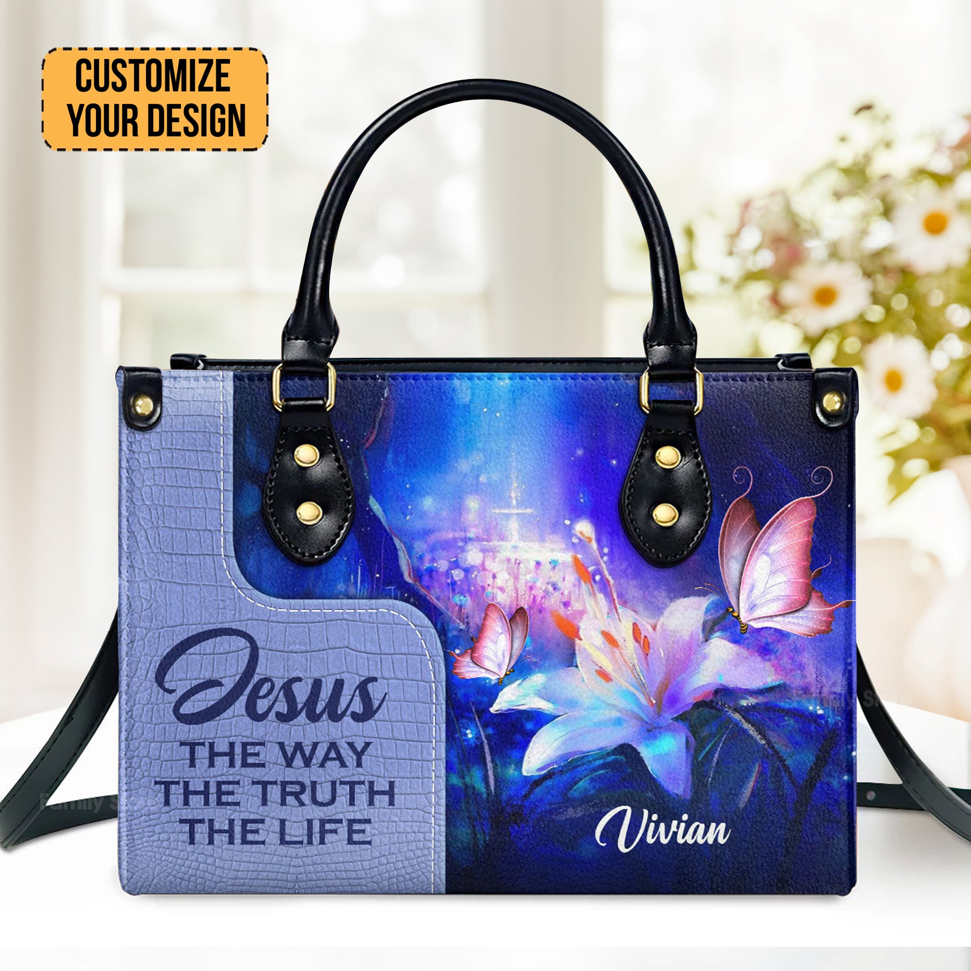 Jesus The Way The Truth The Life - Scripture Gifts For Women Of God - Personalized Leather Handbag With Handle - AT4080607