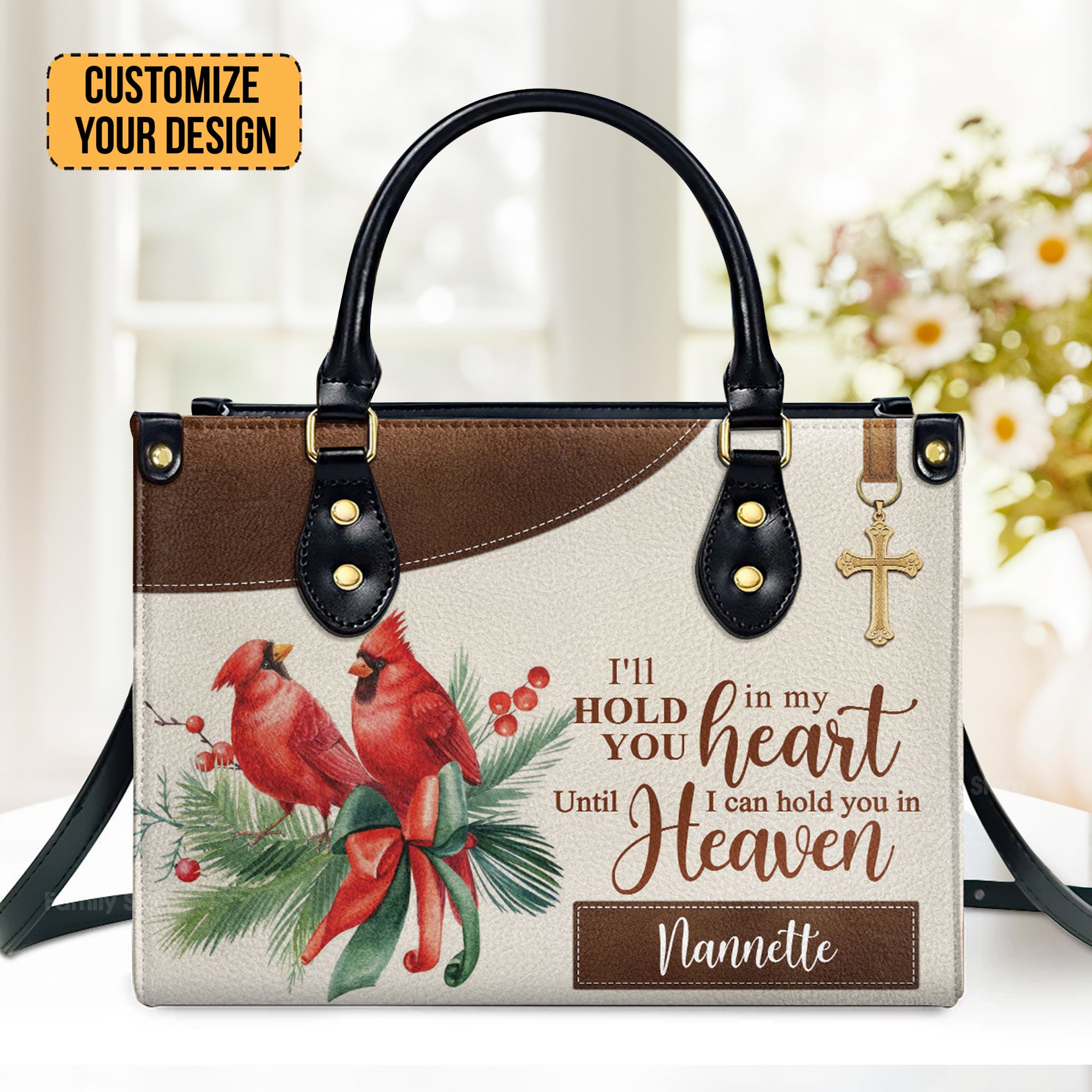 Cardinal Bird I‘ll Hold You In My Heart - Unique Personalized Leather Handbag - AT4081401