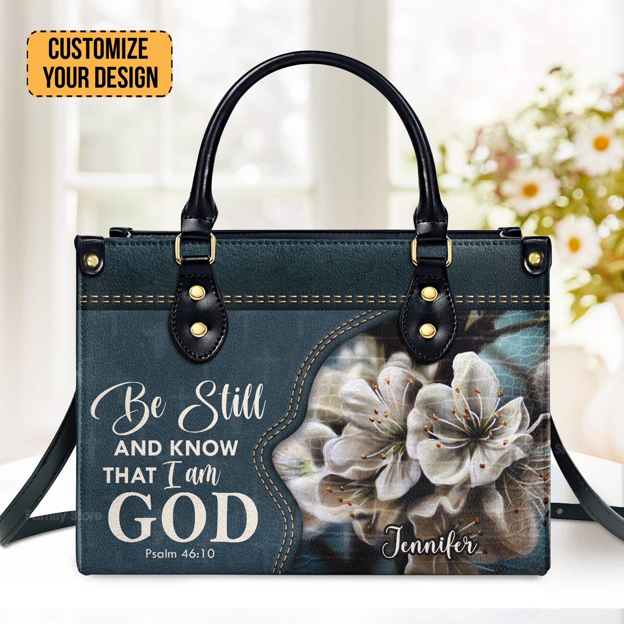 Be Still And Know That I Am God - Personalized Leather Handbag With Handle - AT4081344