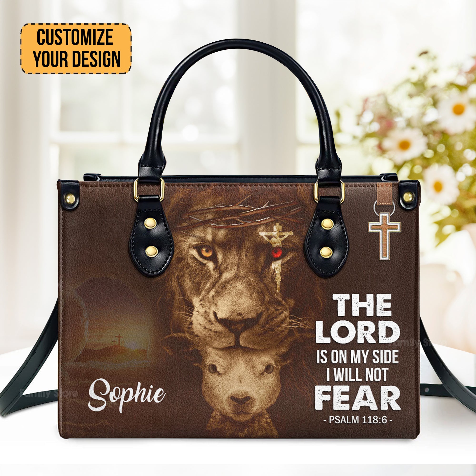 Special Lion The Lord Is On My Side - Thoughtful Gift For Christians - Personalized Leather Handbag With Handle - AT4081429