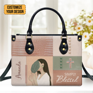 Simply Blessed Adorable Christian - Awesome Personalized Leather Handbag - AT4081415