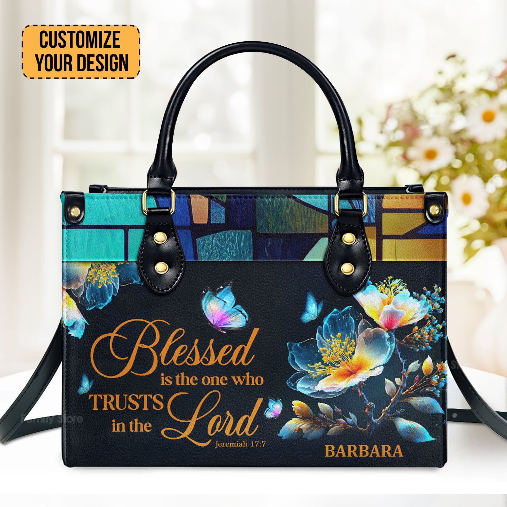 Blessed Is The One Who Trusts In The Lord Jeremiah 177 Spiritual - Unique Personalized Leather Handbag - AT4080928