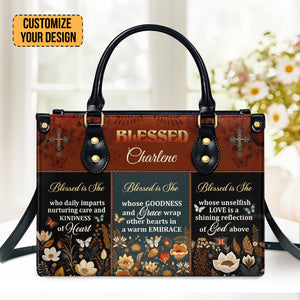 Blessed Is She - Awesome Personalized Leather Handbag - AT4080955