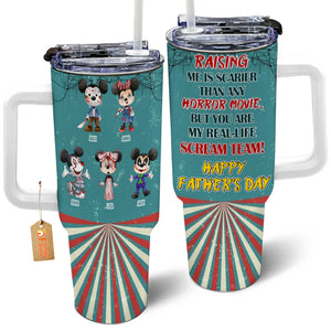 Raising Us Is Scary Than Any Horror Movie - Gift For Mom And Dad - Personalized 40oz Tumbler Cup With Straw - CL15 NA94