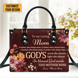 To My Loving Mom - Personalized Leather Handbag With Handle - AT4081444