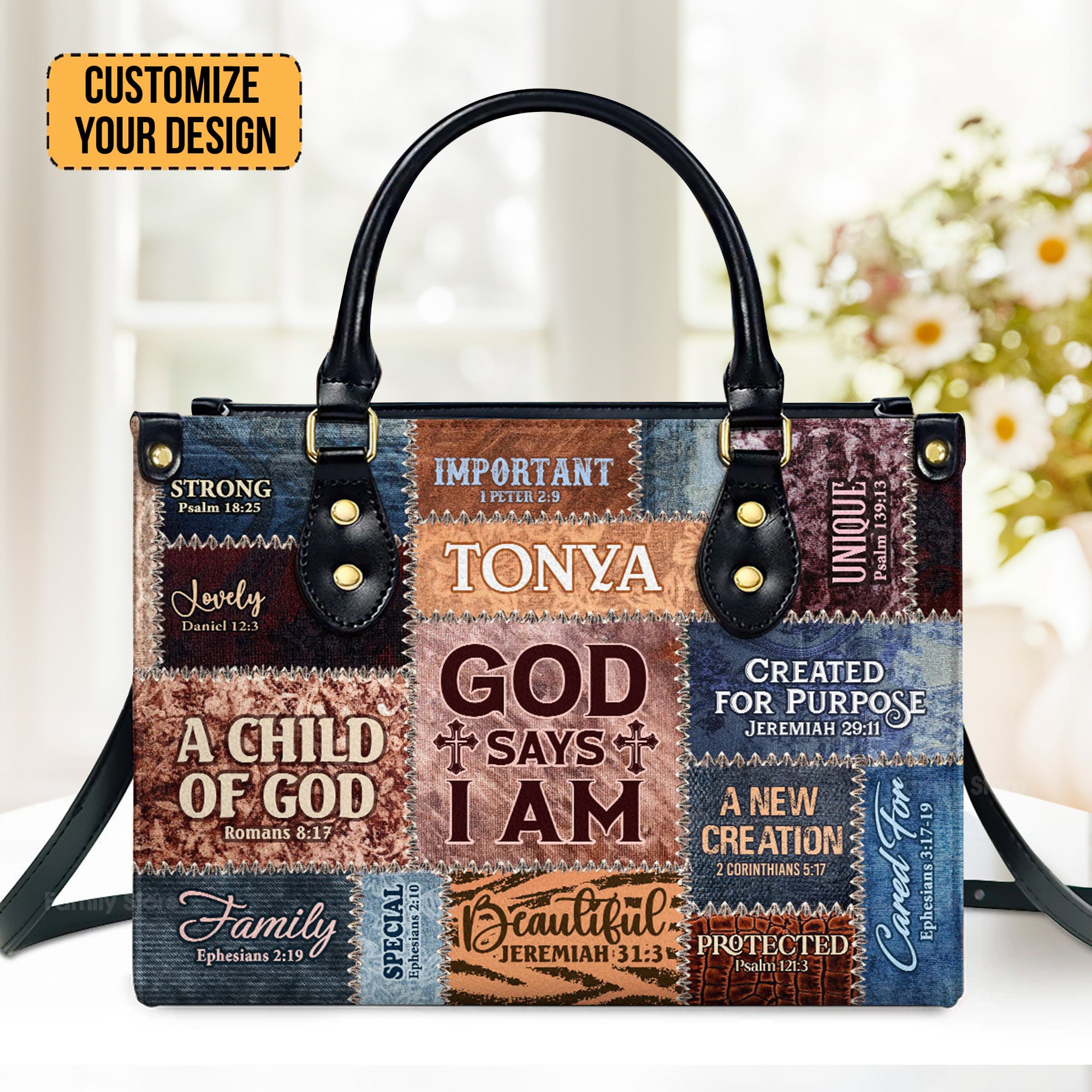 God Says I Am - Thoughtful Gift For Christians - Personalized Leather Handbag With Handle - AT4080972