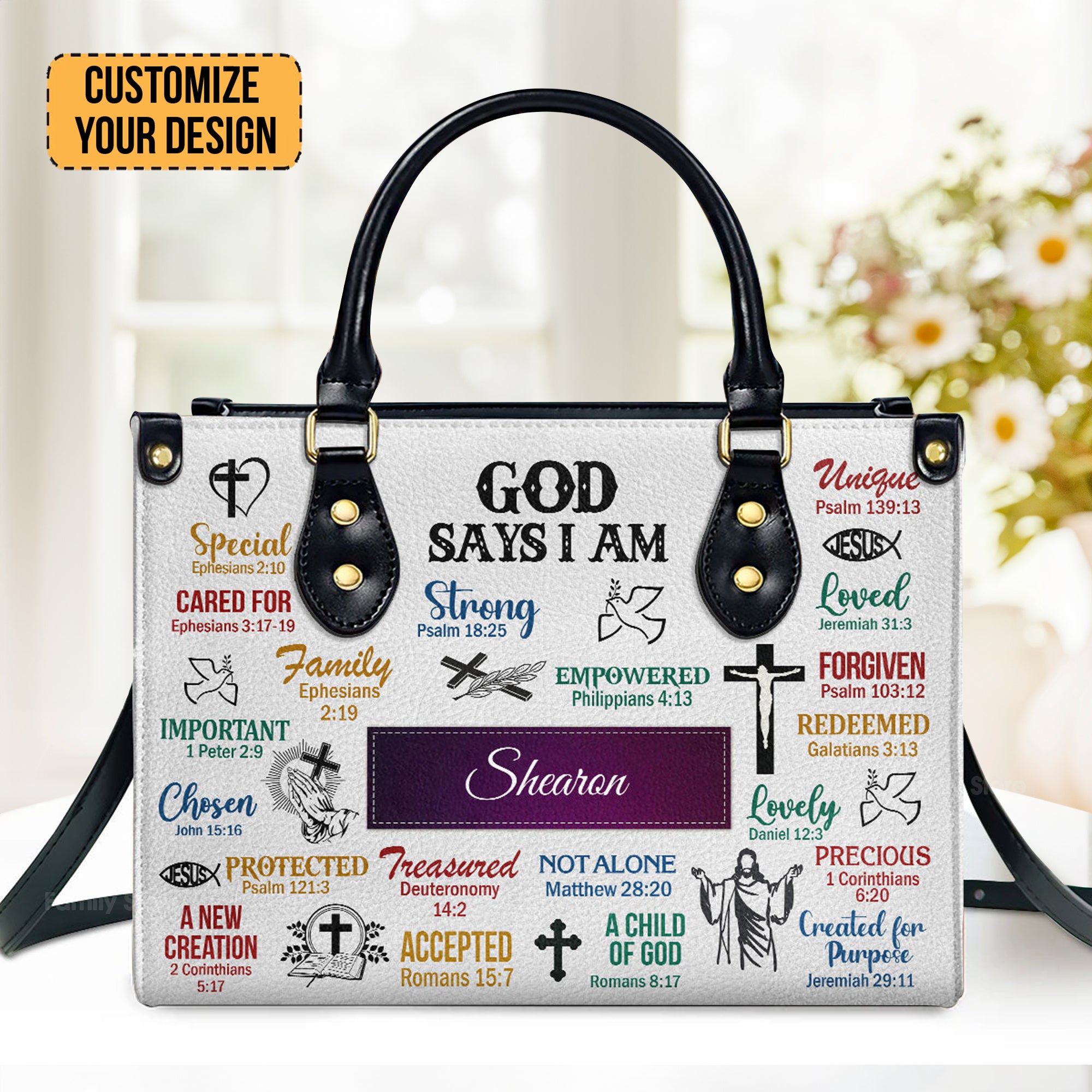 God Says I Am - Thoughtful Gift For Christians - Personalized Leather Handbag With Handle - AT4080935