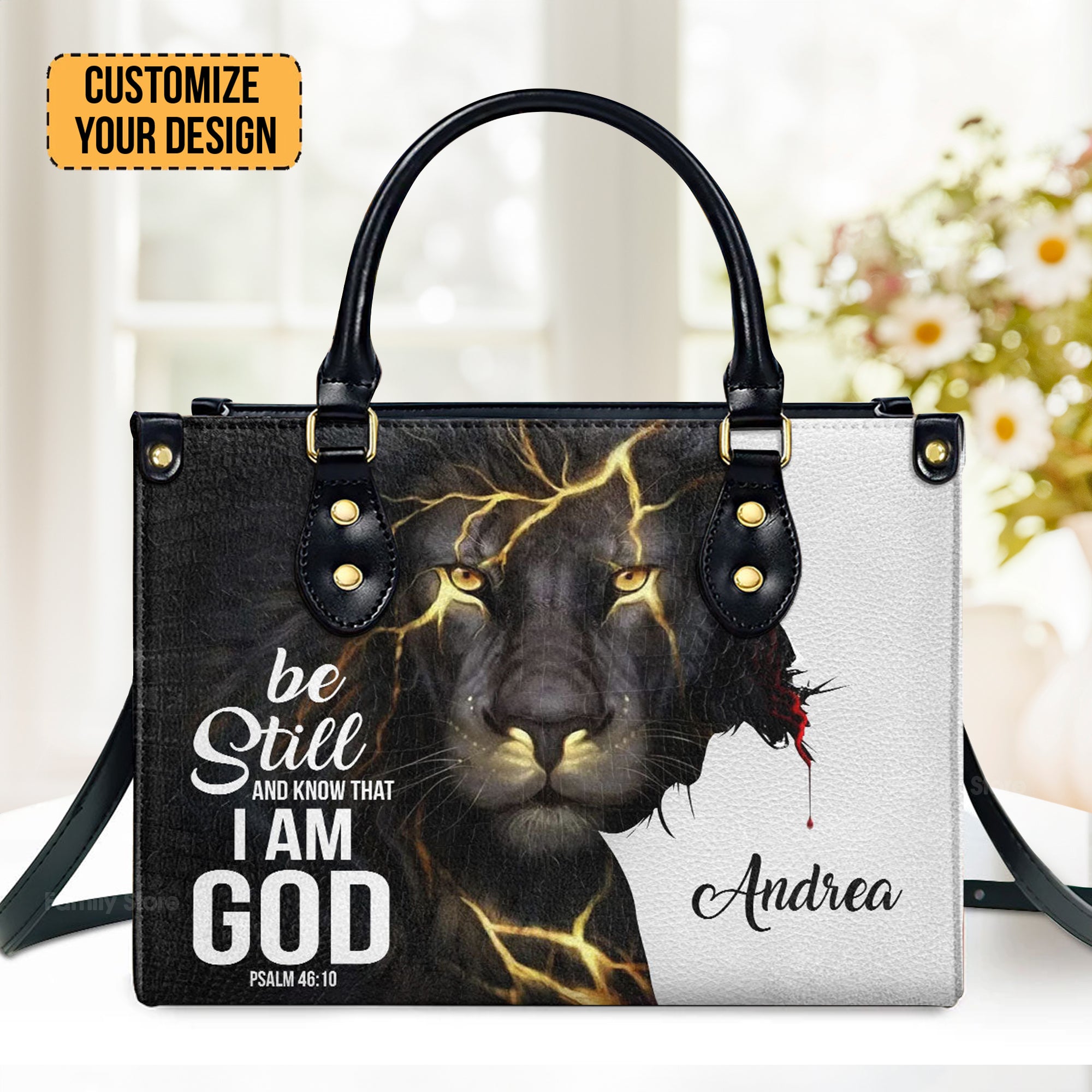 Be Still And Know That I Am God - Personalized Lion Leather Handbag - AT4080707