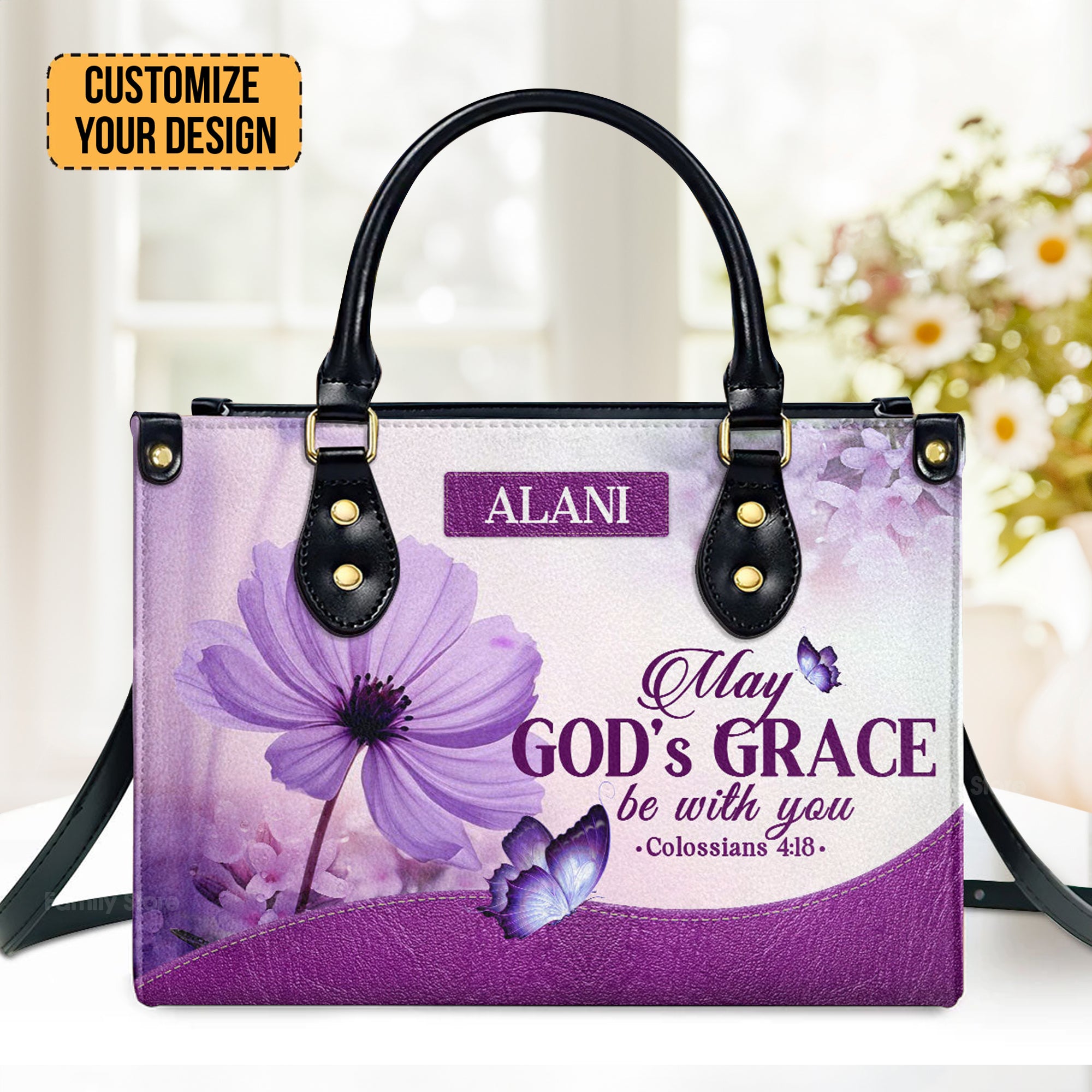 May God's Grace Be With You - Beautiful Personalized Leather Handbag - AT4081336